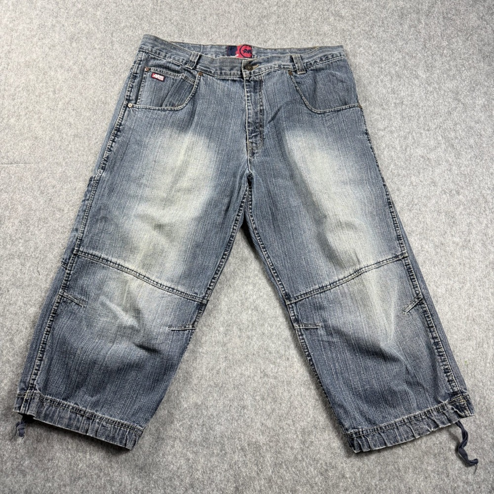 Vintage Mecca Shorts Mens 38" Blue Denim Long Jorts Y2K Skate Hip Hop Below Knee